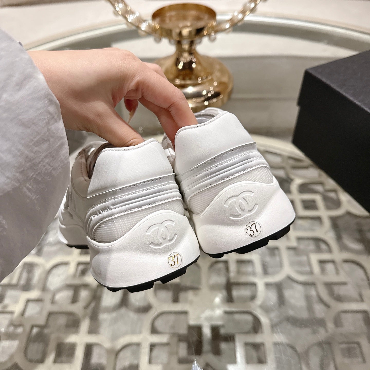 CC 26s Platform Sneakers White Mesh Sheepskin 627063