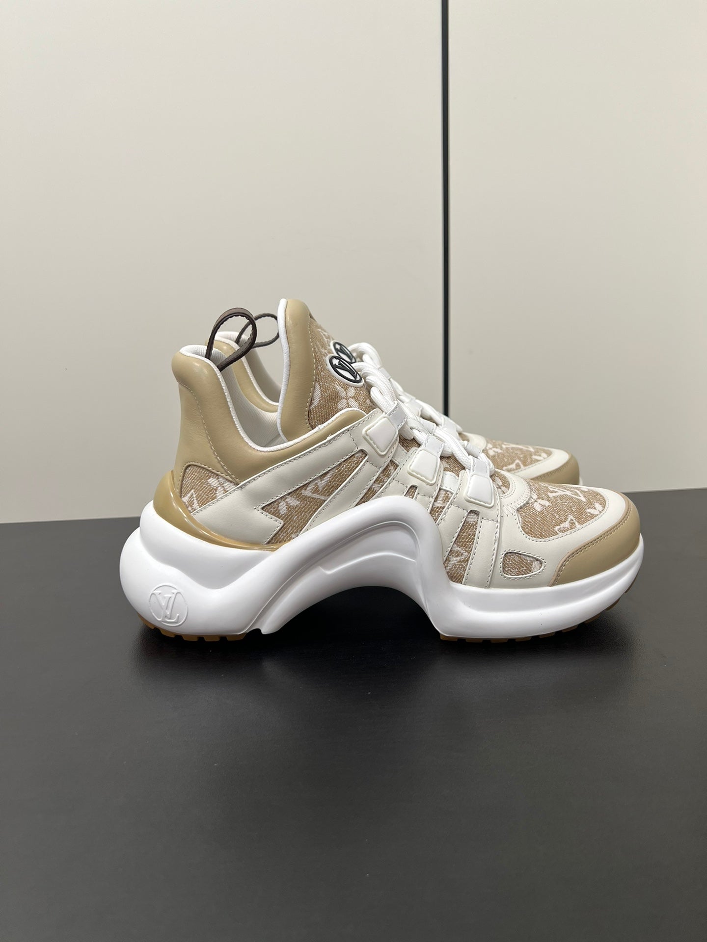 LV Archlight Sneaker 50mm White Mix Khaki Monogram Jacquard Fabric