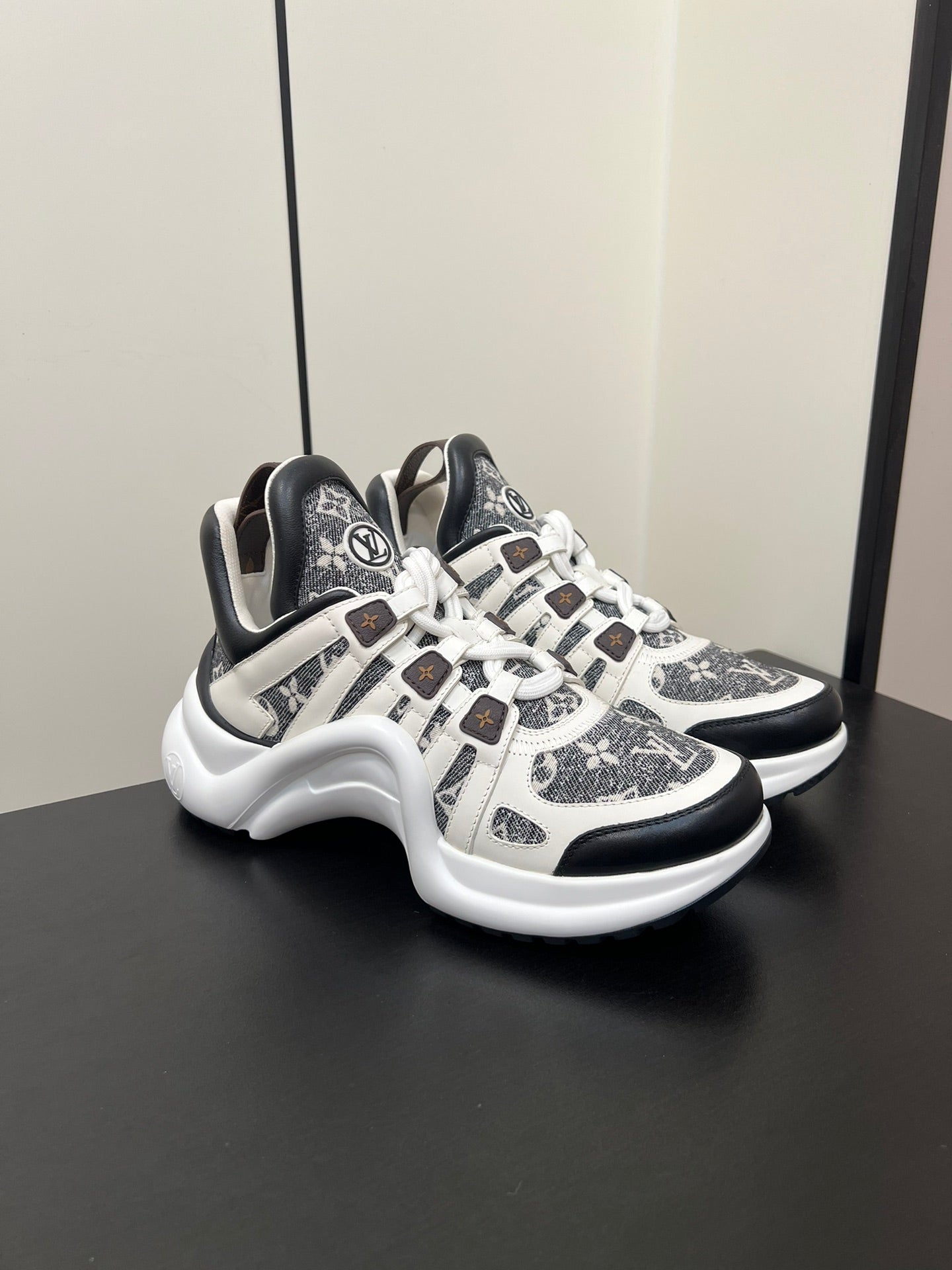 LV Archlight Sneaker 50mm White Mix Black Monogram Jacquard Fabric