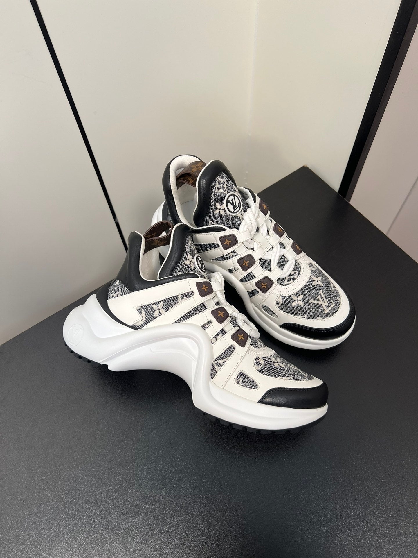 LV Archlight Sneaker 50mm White Mix Black Monogram Jacquard Fabric