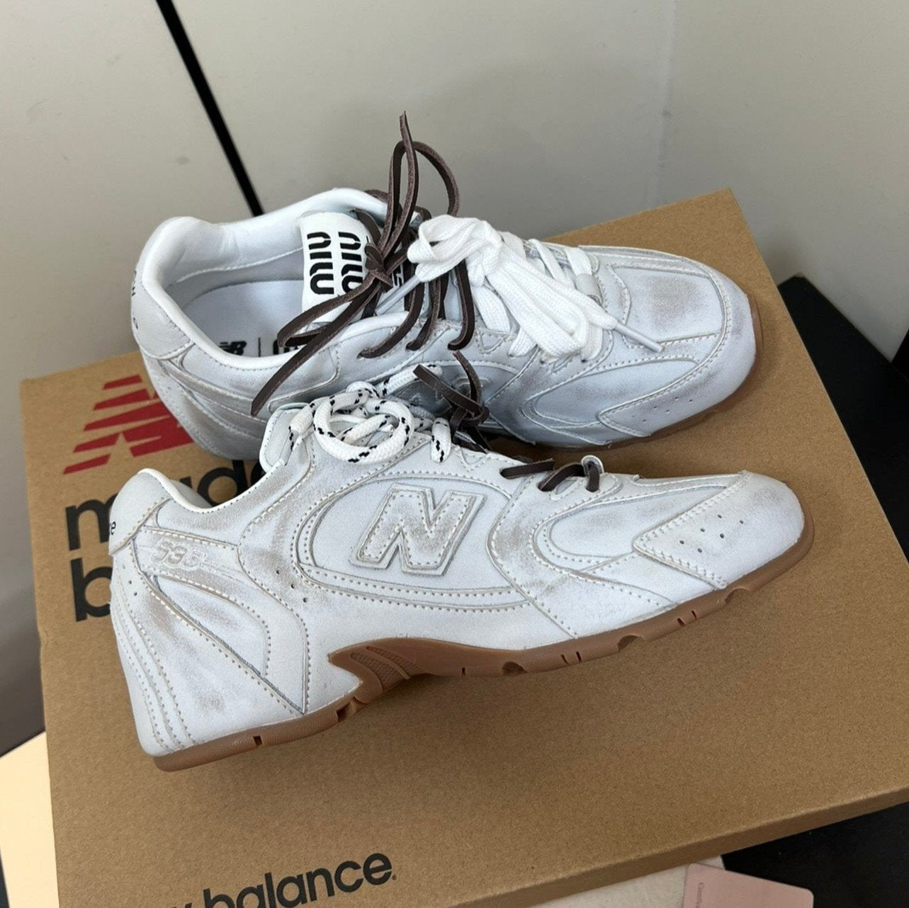 Miu Balance 530 Sneakers Retro White Suede