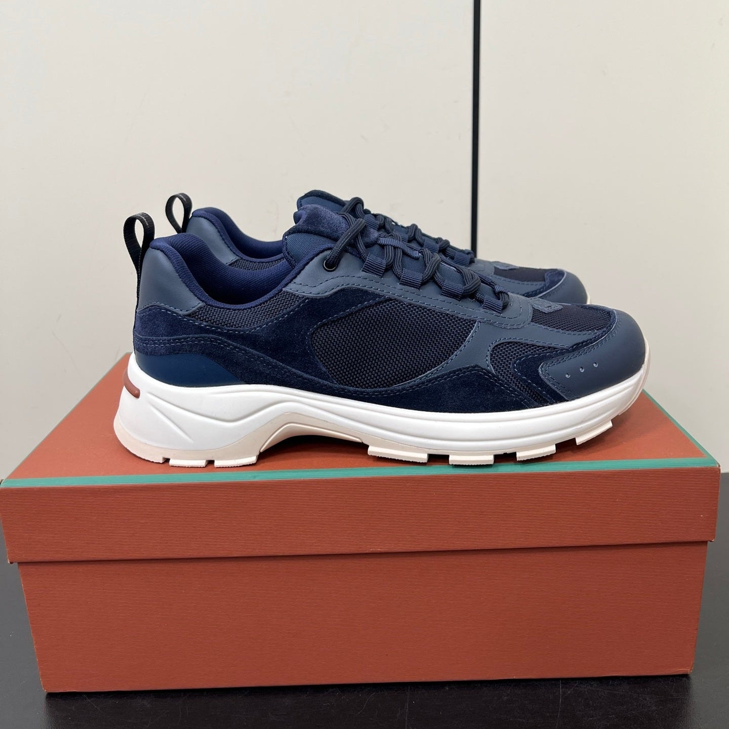 LP Cairn Walk Sneaker Navy Blue Calfskin and Fabric 210916