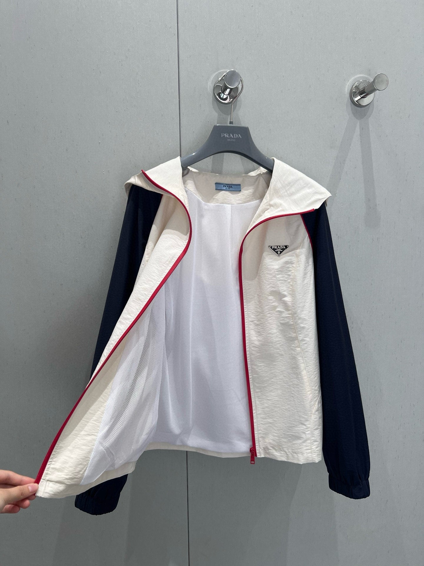 Prada 25 Set Navy Blue mix White Nylon Cotton 214264