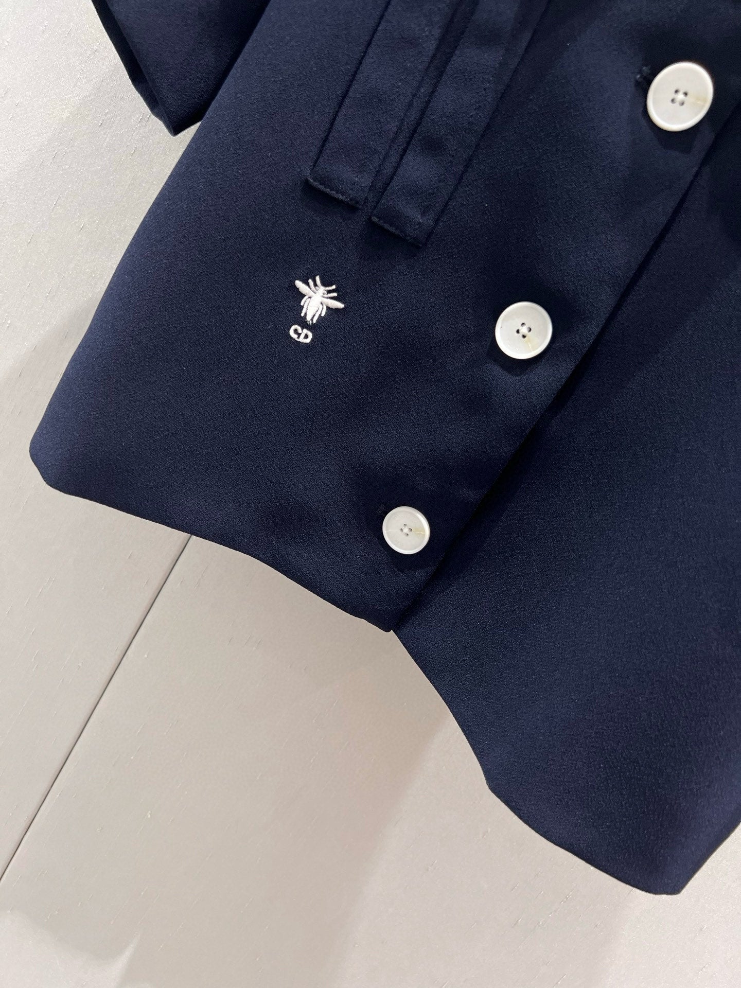 CD 25 Short-sleeved Jacket with Pleated Shorts Set Blue Polyester 220935