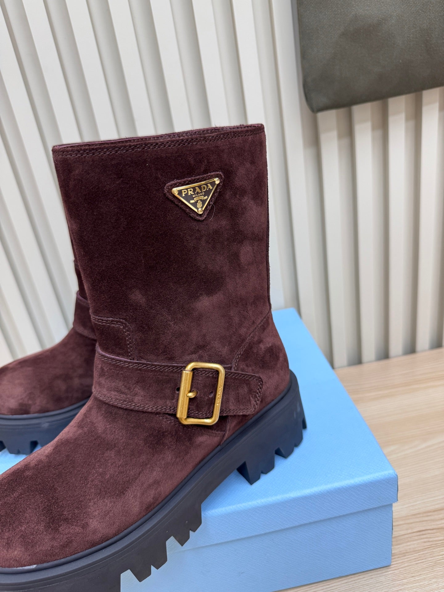 PRA Martin boots burgundy brown suede 443643