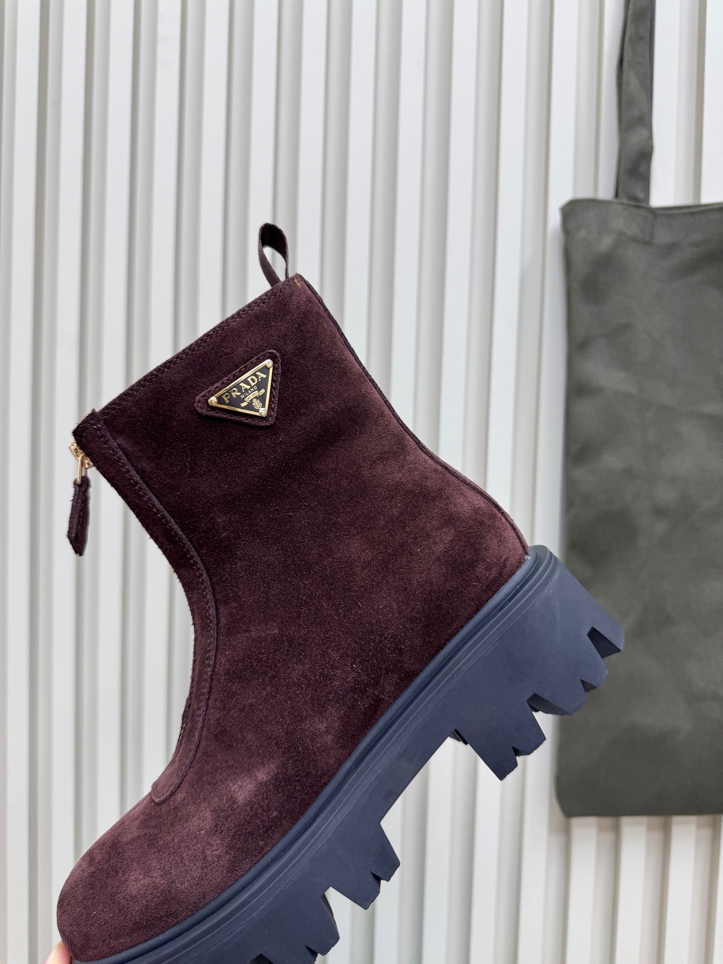 PRA Martin boots burgundy brown suede 443648