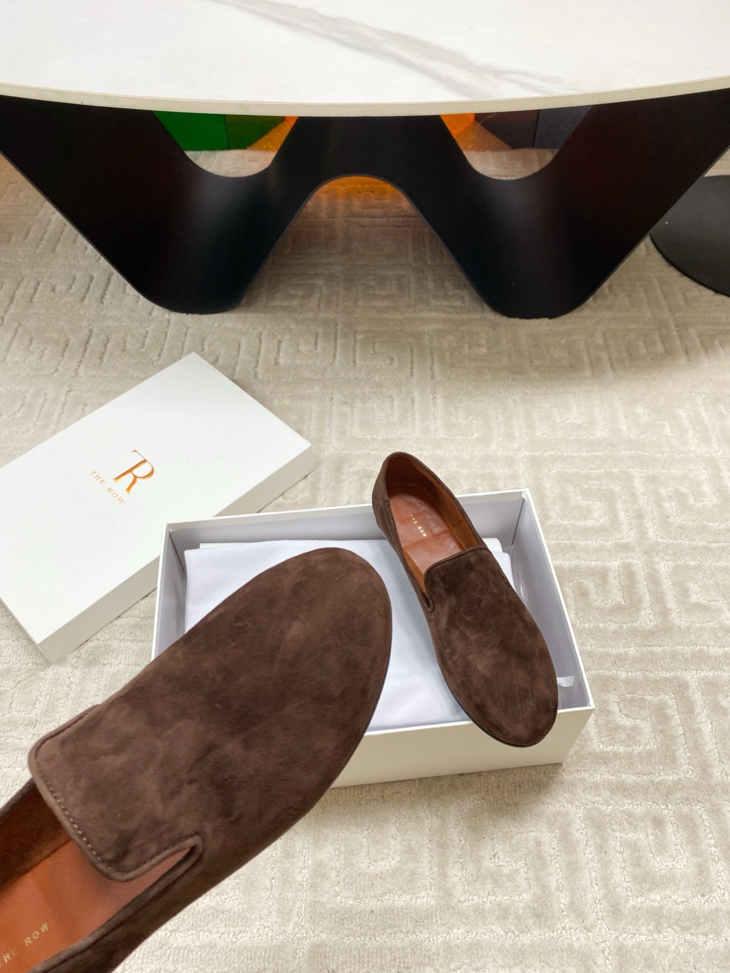 The Row 2025 Tipi Loafer Dark Brown Suede 541526