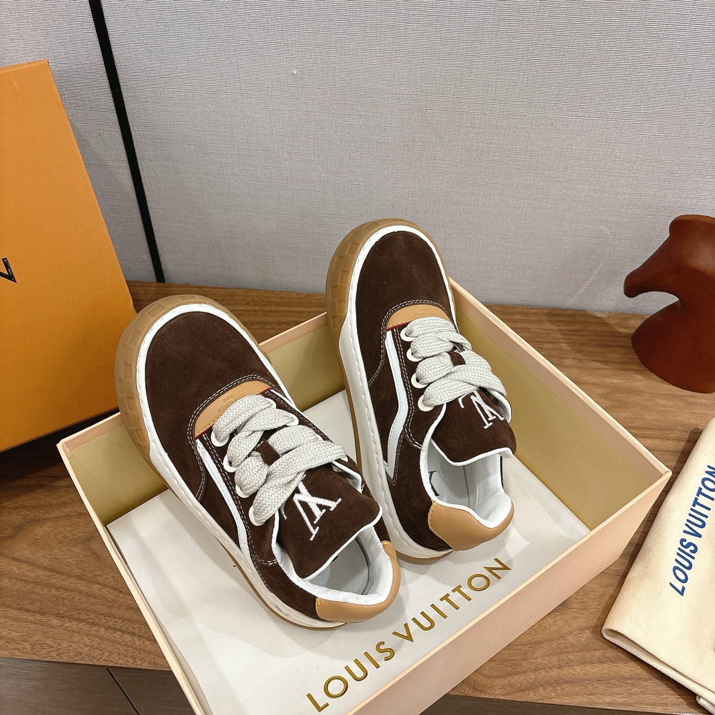 LV 2026 Tilted Sneaker Brown Suede 594937