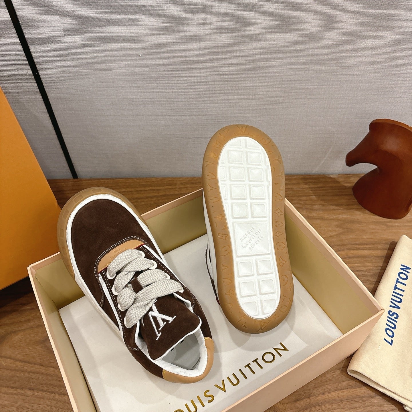 LV 2026 Tilted Sneaker Brown Suede 594937