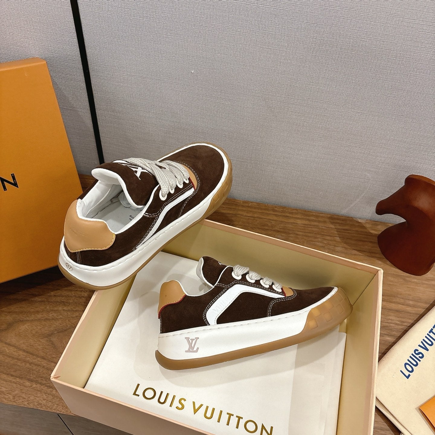 LV 2026 Tilted Sneaker Brown Suede 594937
