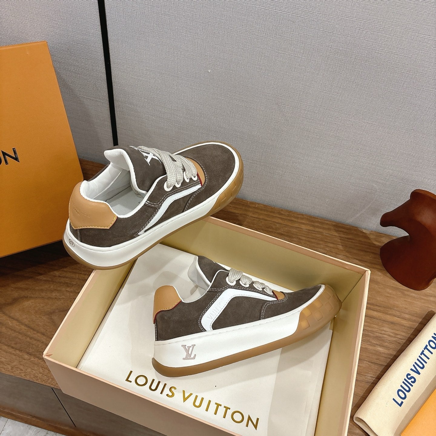 LV 2026 Tilted Sneaker Gray Suede Leather 594931