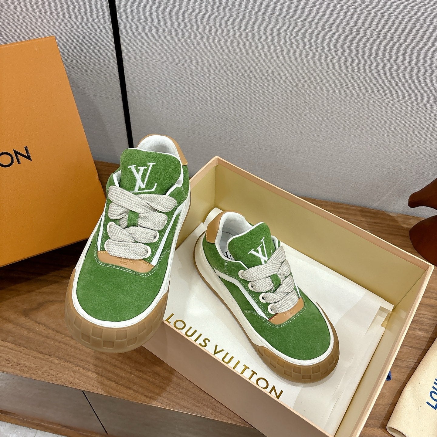 LV 2026 Tilted Sneaker Green Suede Leather 594932