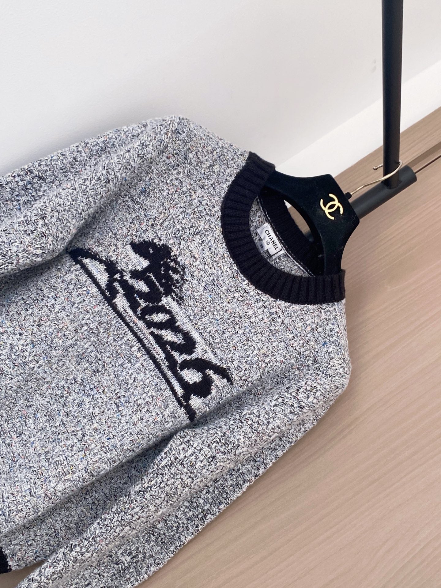 Chanel 2025 Sweater Gray mix Black Wool Cashmere