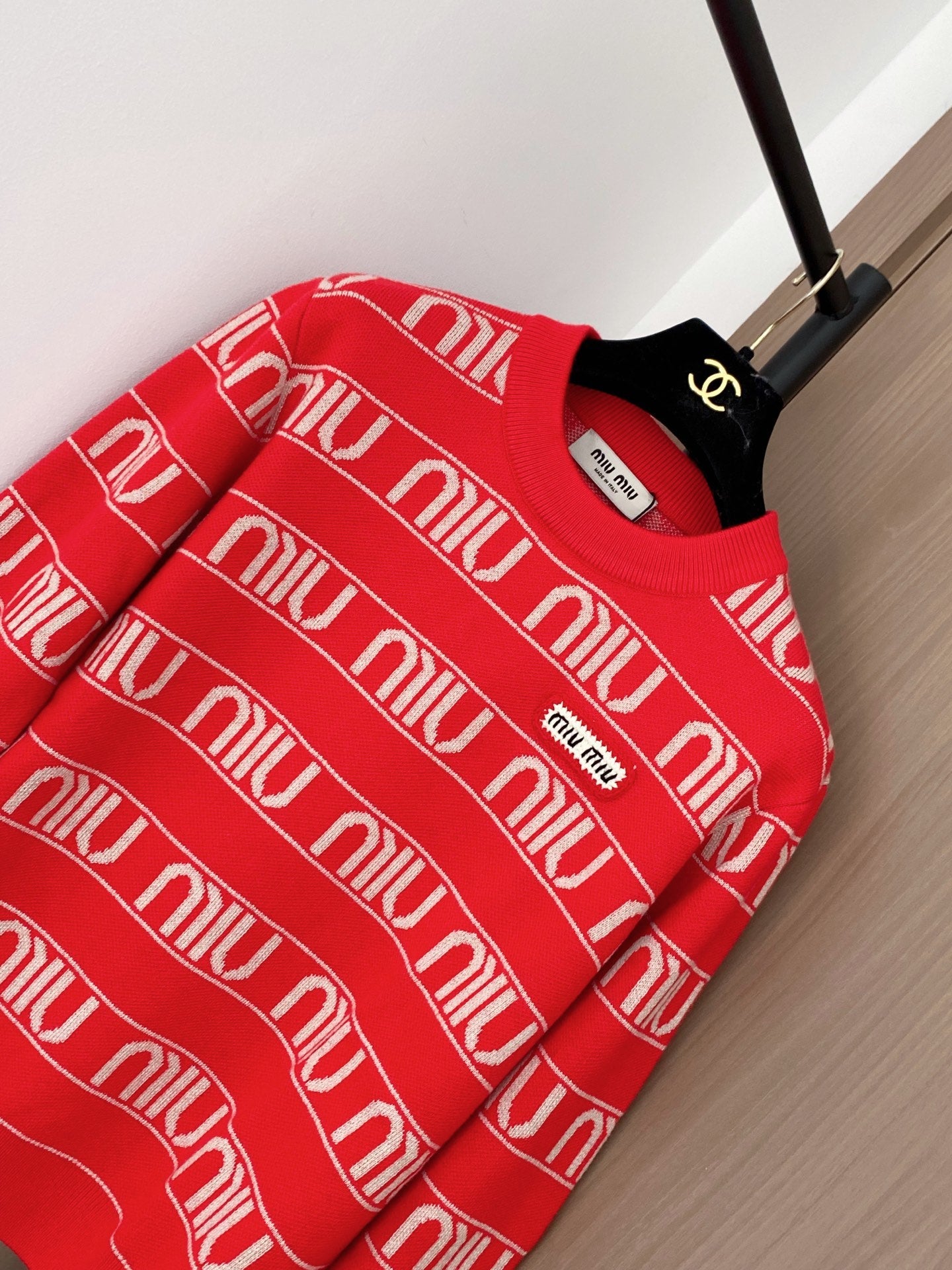 Miumiu 2025 Cardigan Red mix White Wool