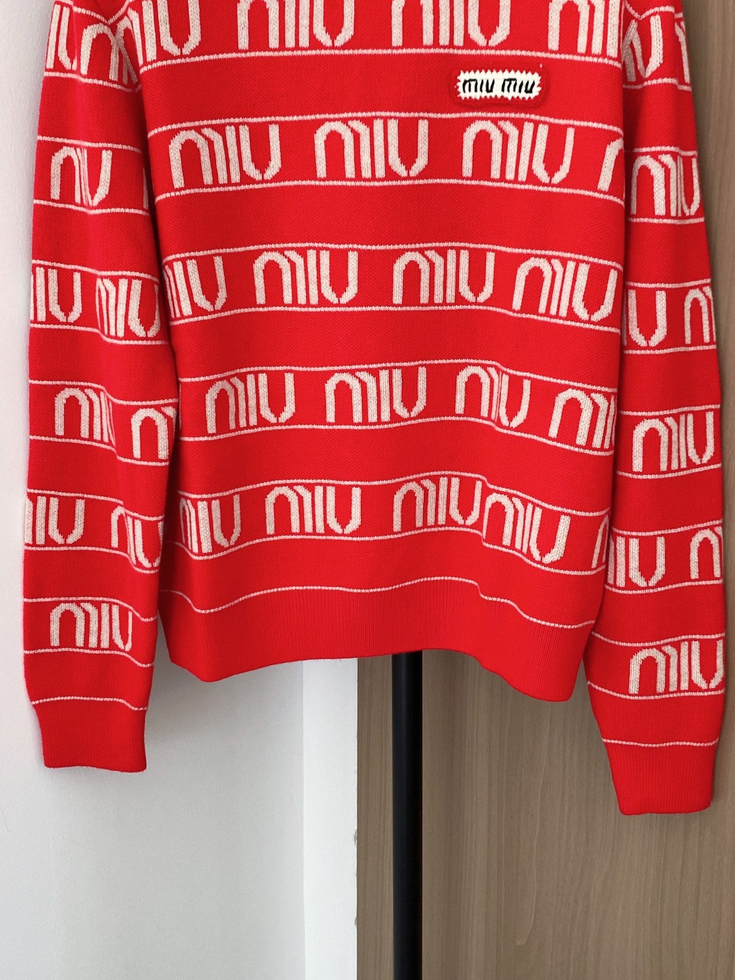 Miumiu 2025 Cardigan Red mix White Wool