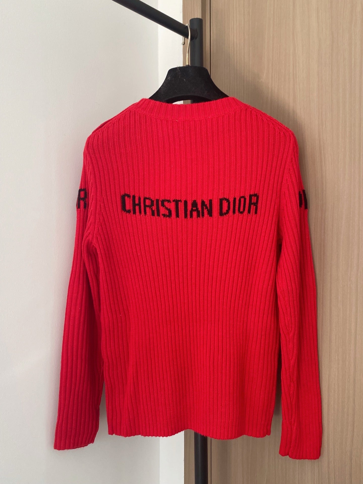 Dior 2025 Long-Sleeve Shirt Red mix Black Wool