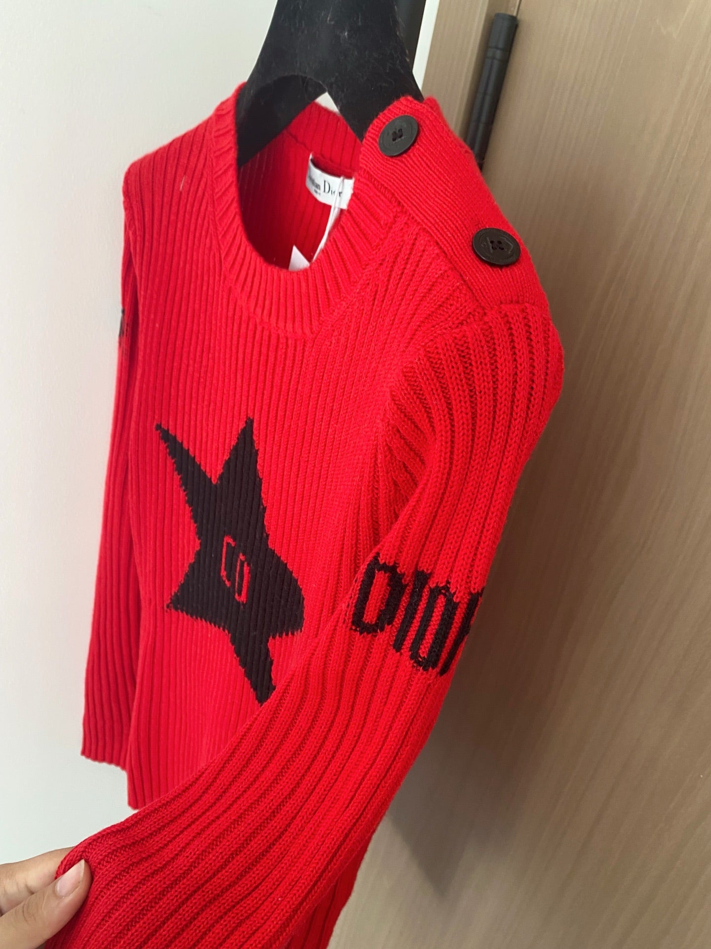 Dior 2025 Long-Sleeve Shirt Red mix Black Wool