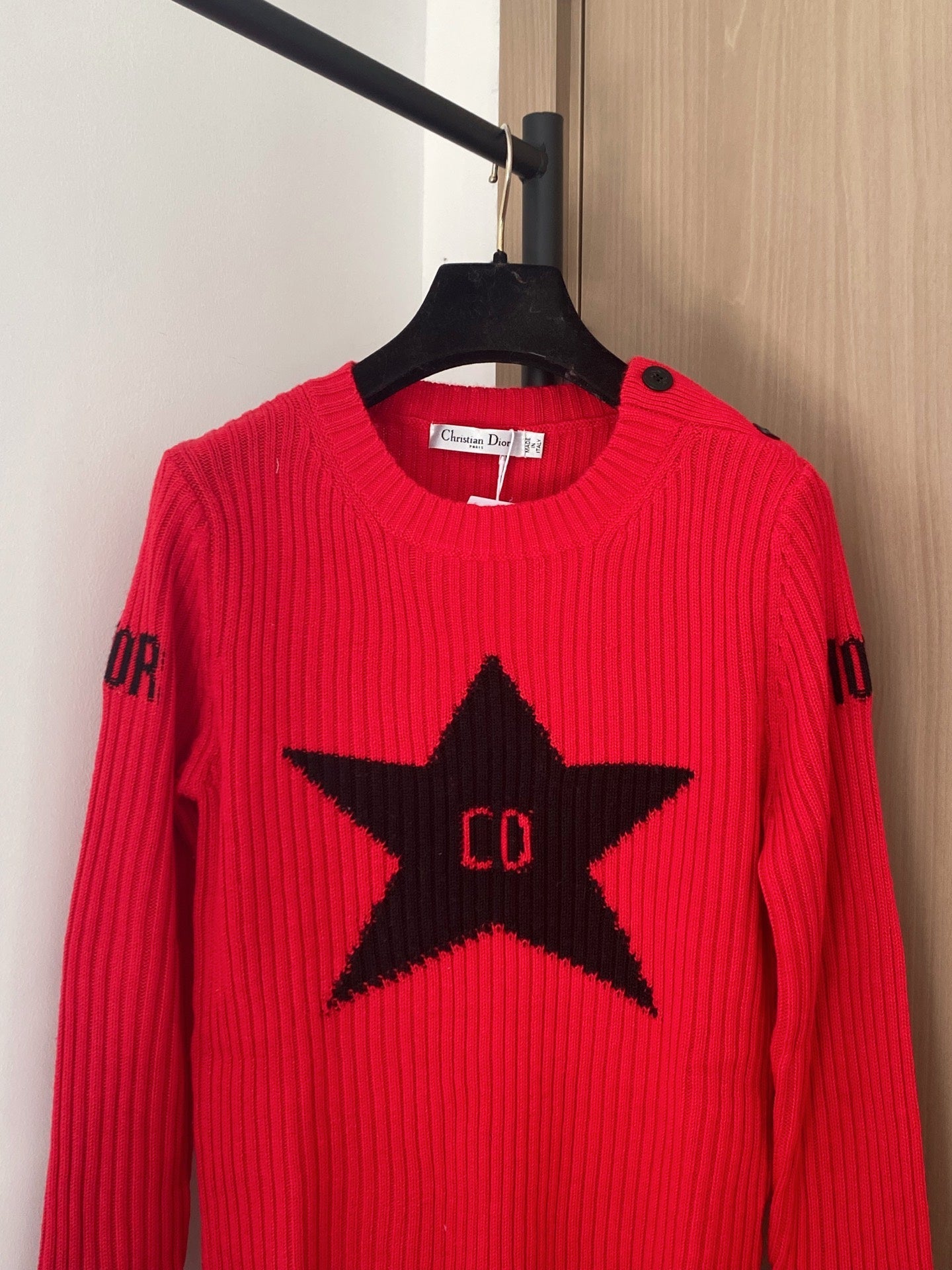 Dior 2025 Long-Sleeve Shirt Red mix Black Wool