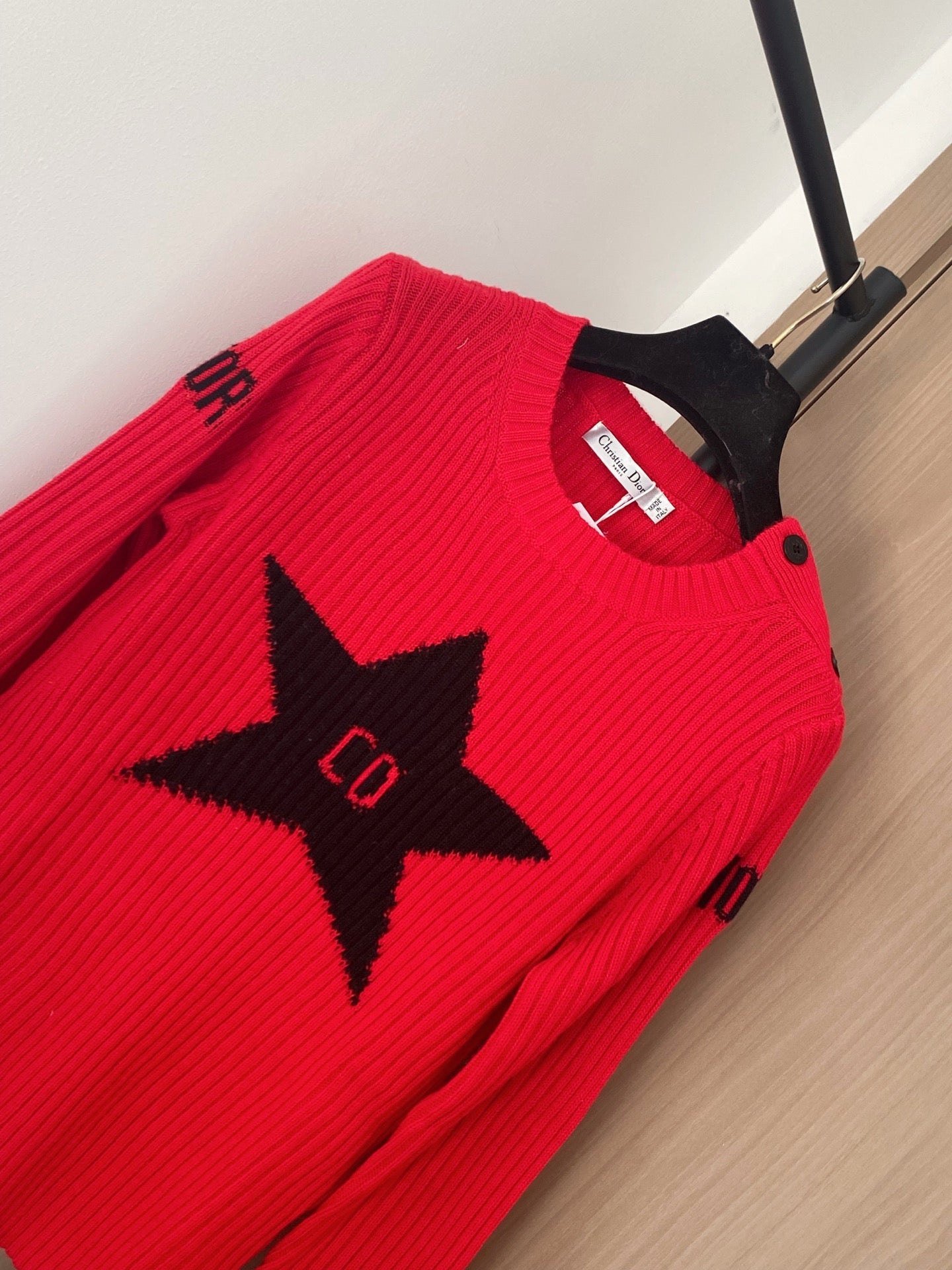 Dior 2025 Long-Sleeve Shirt Red mix Black Wool