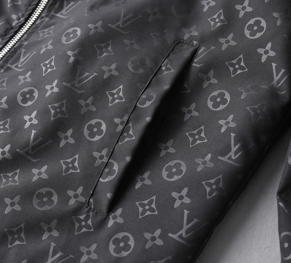 LV HOODED JACKET BLACK MIX WHITE MONOGRAM 239001