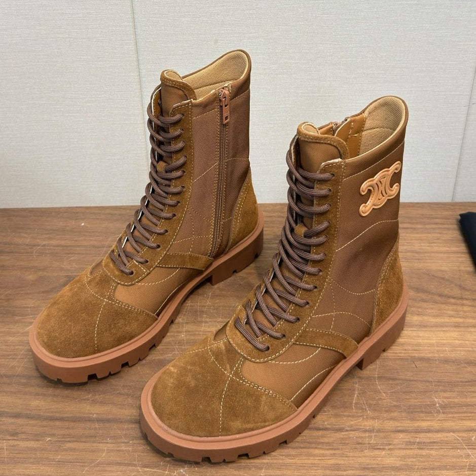 Celine 25 Boot Brown Suede Leather 552394