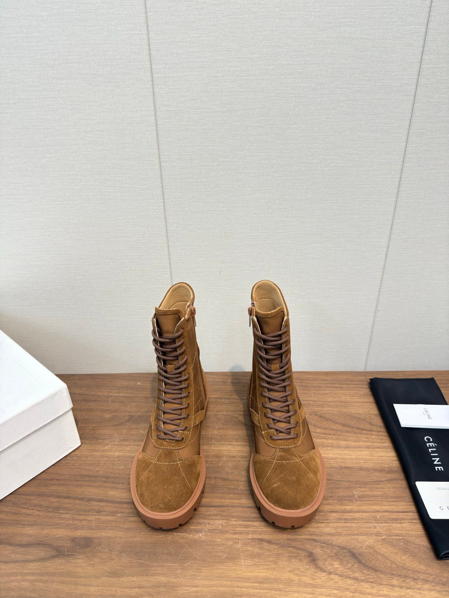 Celine 25 Boot Brown Suede Leather 552394