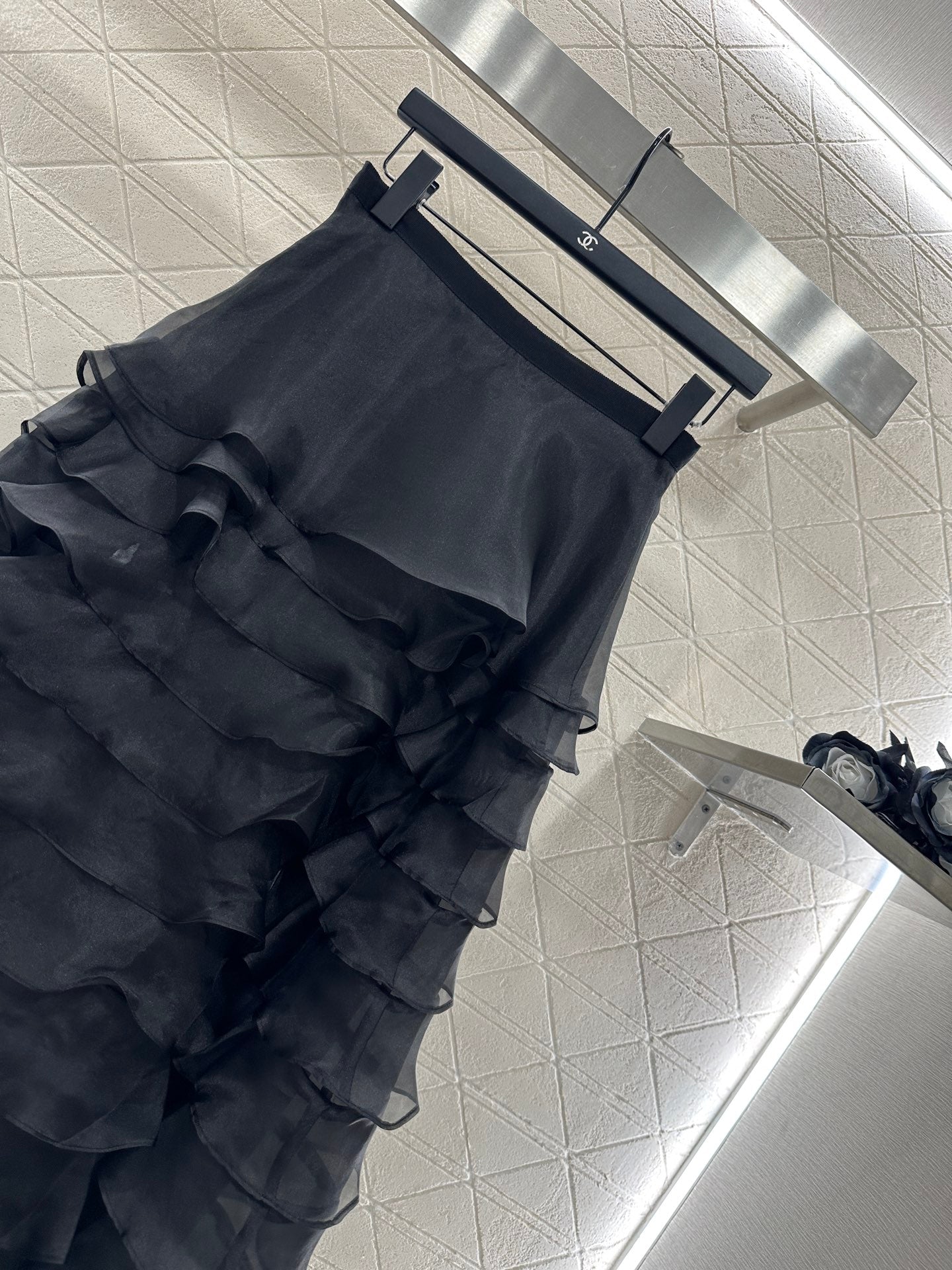 Dior 2025 High-waisted Tulle Skirt Black Polyester 321318