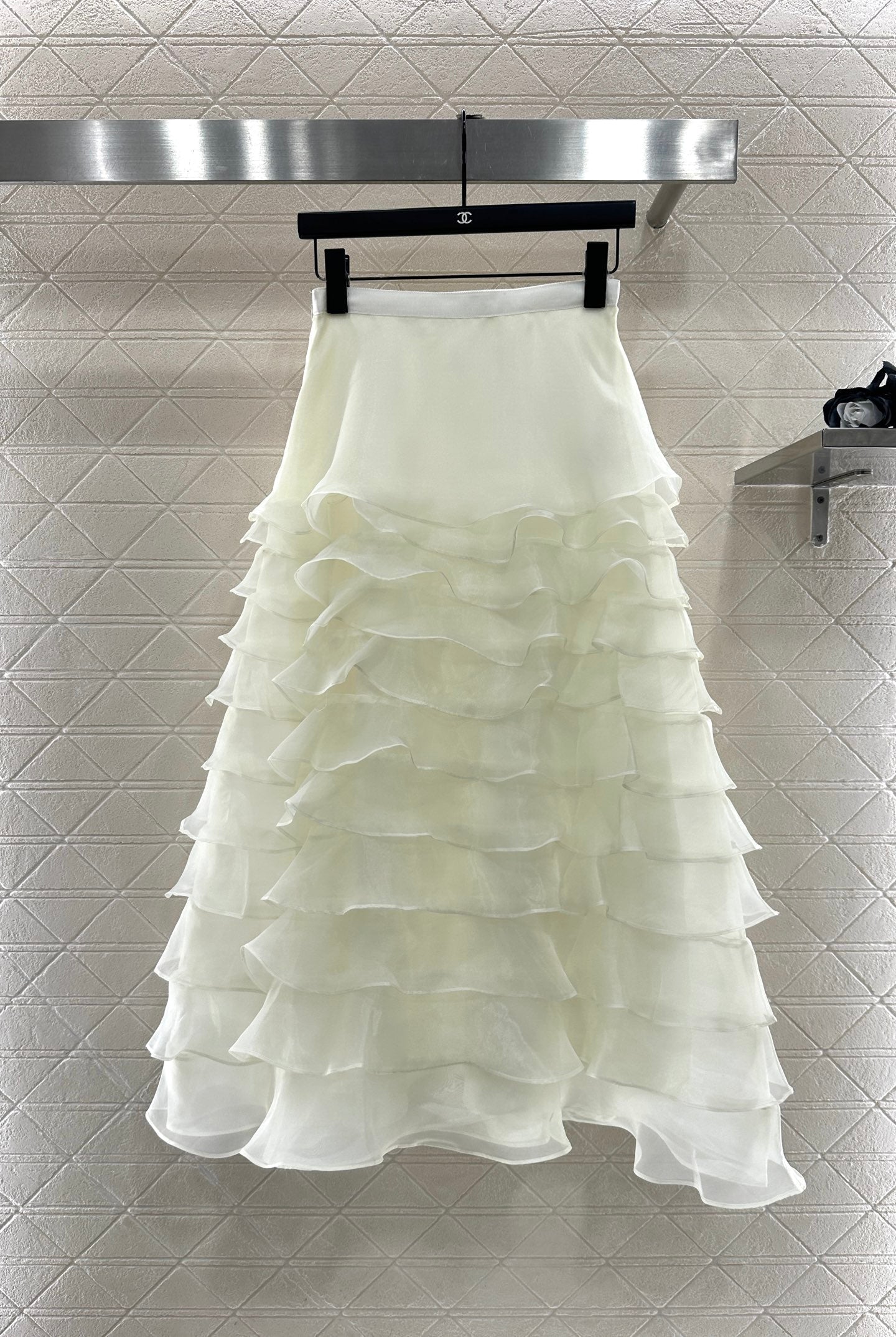 Dior 2025 High-waisted Tulle Skirt White Polyester 321314