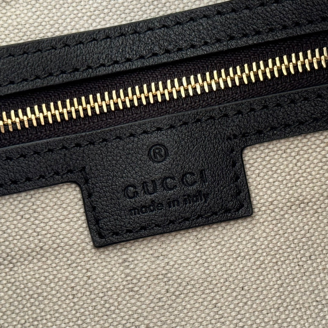 GG 2025 Attache Shoulder Bag Black Calfskin Canvas 273666