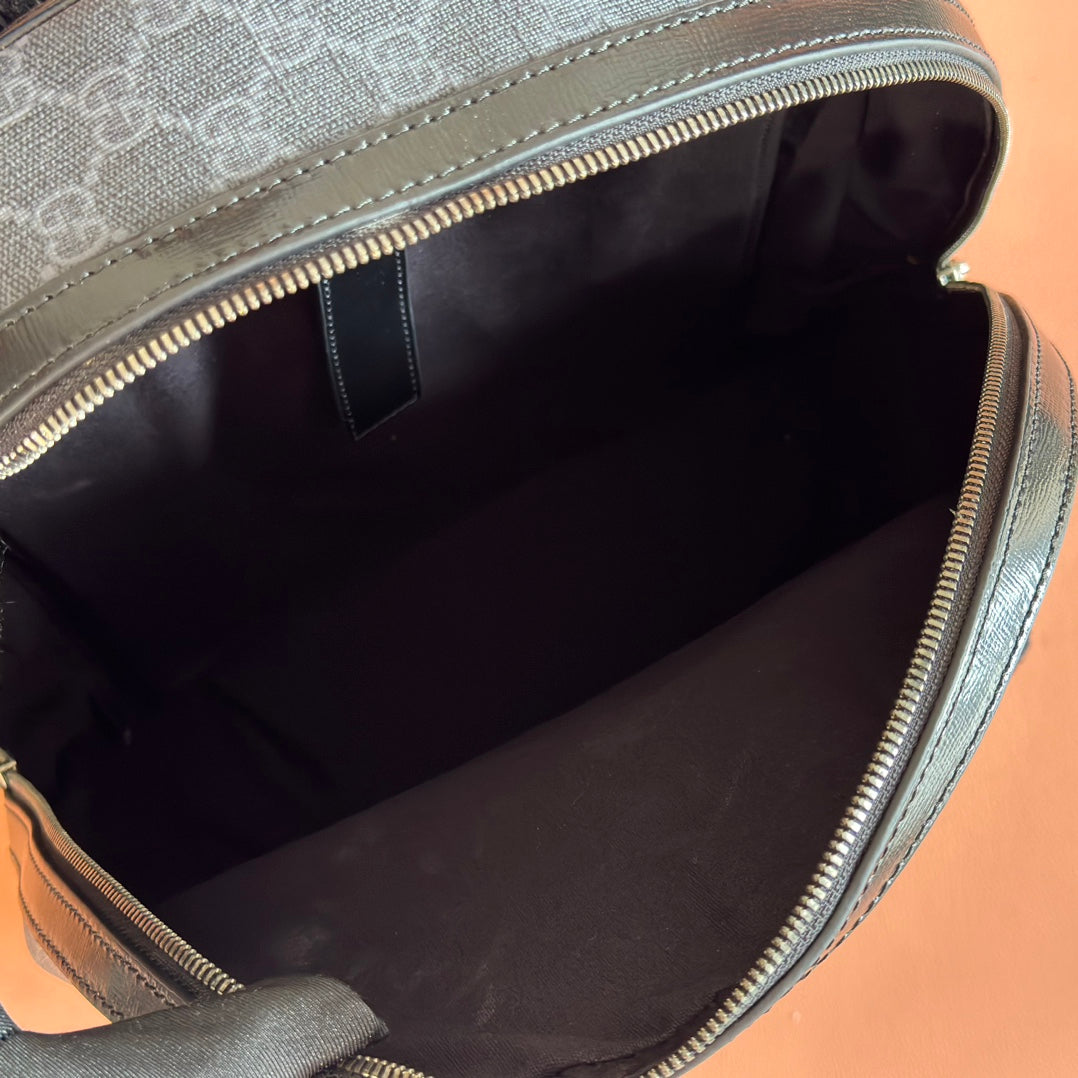 GG 2025 GG Supreme Backpack Gray mix Black Canvas Leather 273684