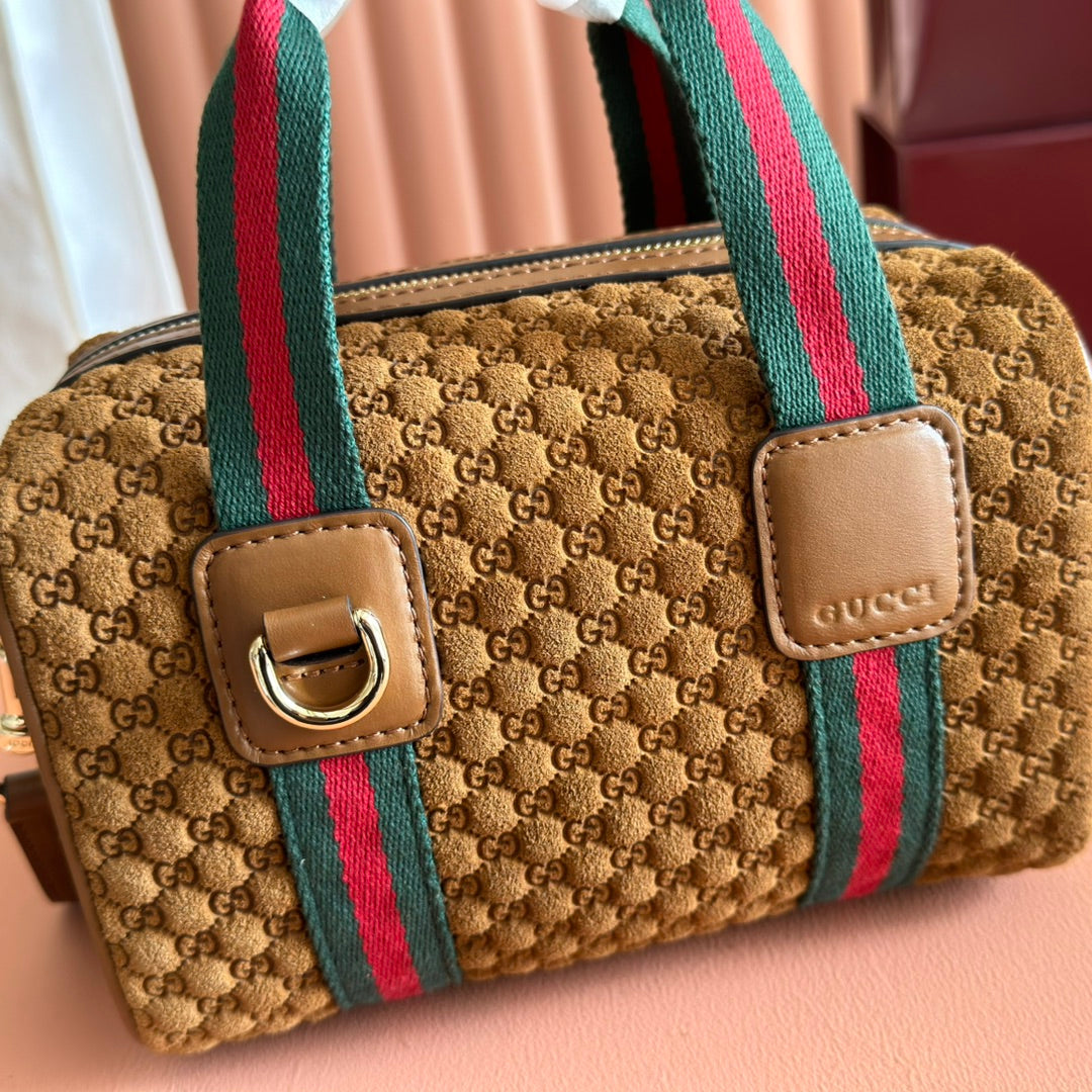 Gucci monogram handbag 20 dark brown suede 271907