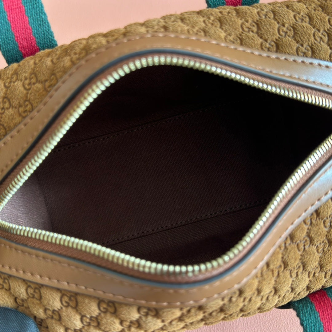 Gucci monogram handbag 20 dark brown suede 271907