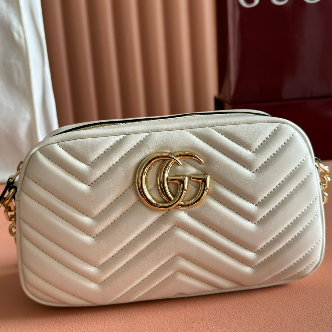 GG 2025 Mamont Bag 24cm White Gold Lambskin 273723