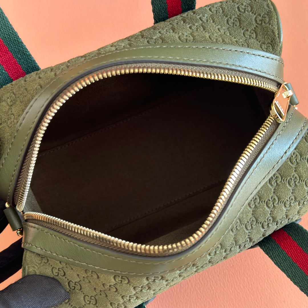 GG 2025 Bag 20cm Green Red Suede Leather 273267