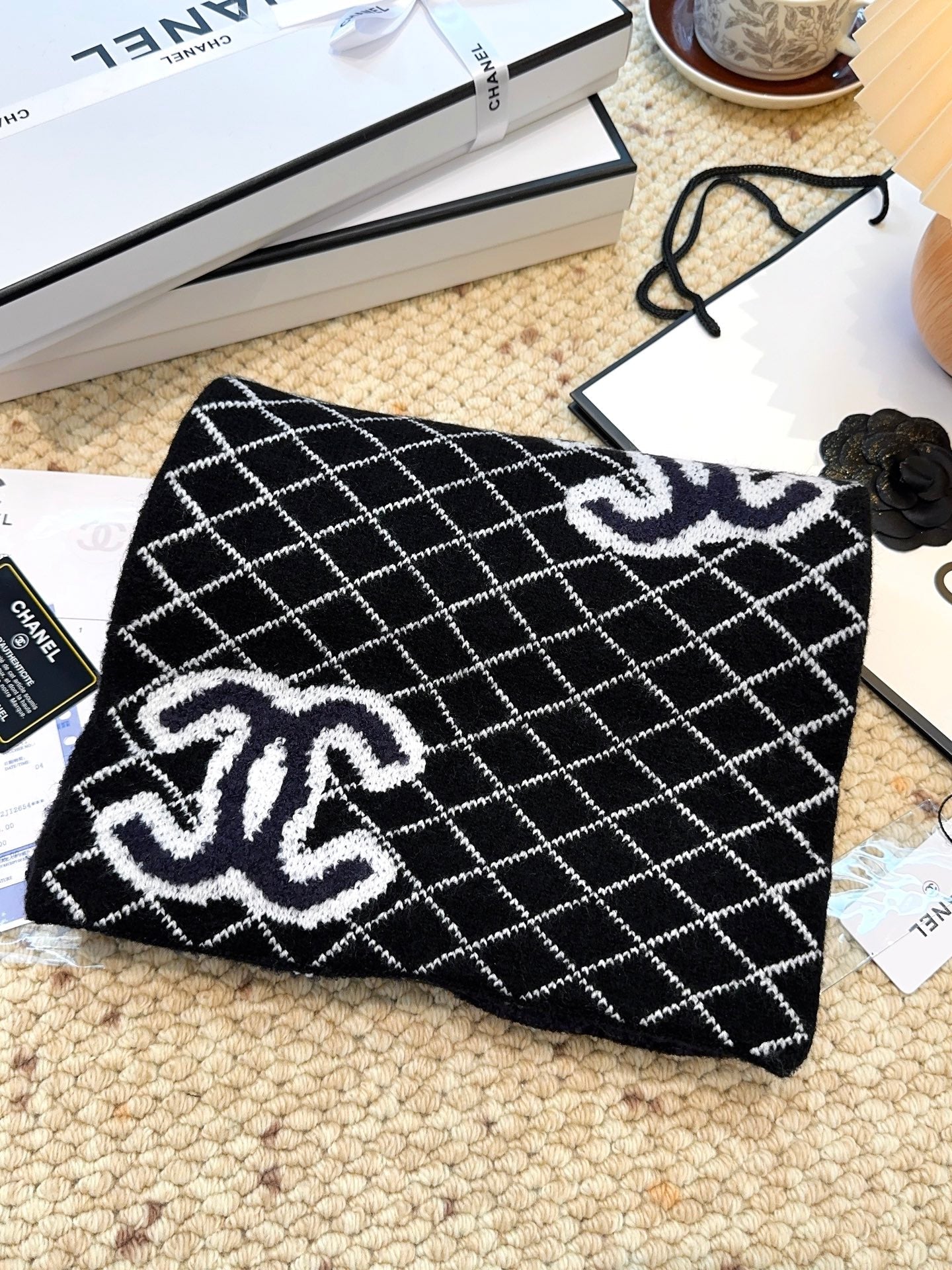 CC 25 Scarf 190cm Black  Wool 968578