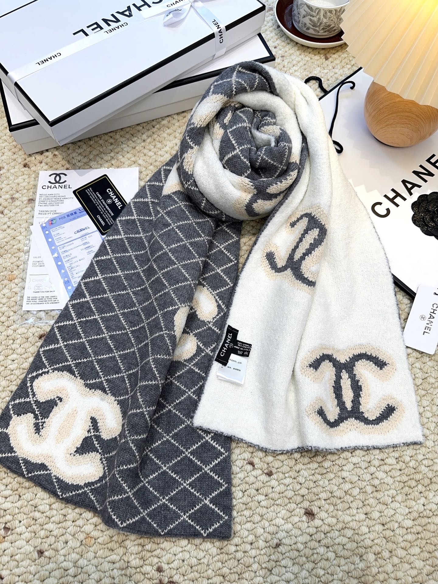 CC 25 Scarf 190cm Dark Blue Wool 968581