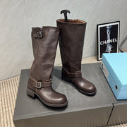 Prada 25 Boot 30mm Black Chocolate Cowhide 501664