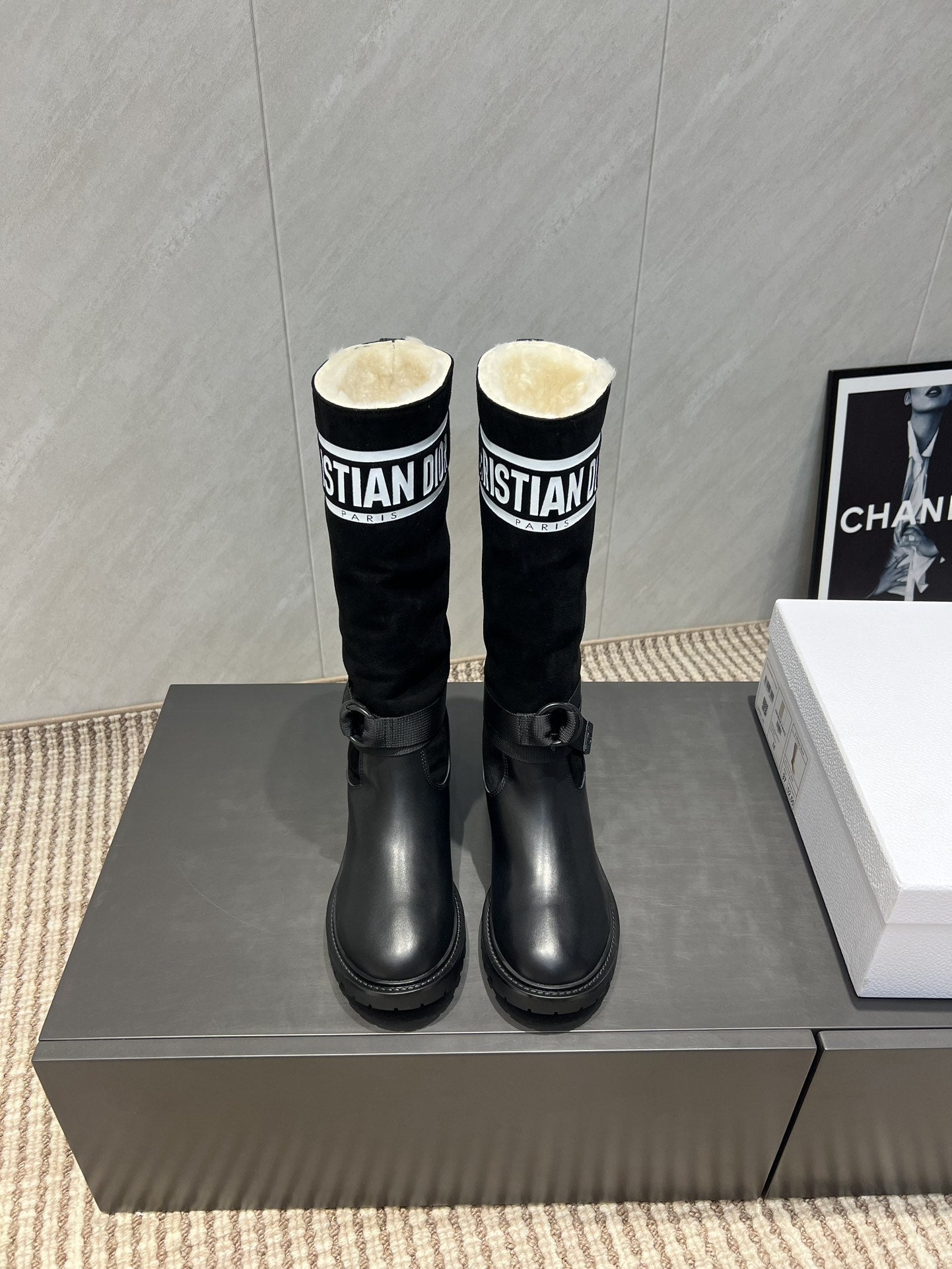 Dior 2025 Boot Black White Suede Cowhide Fur 502075