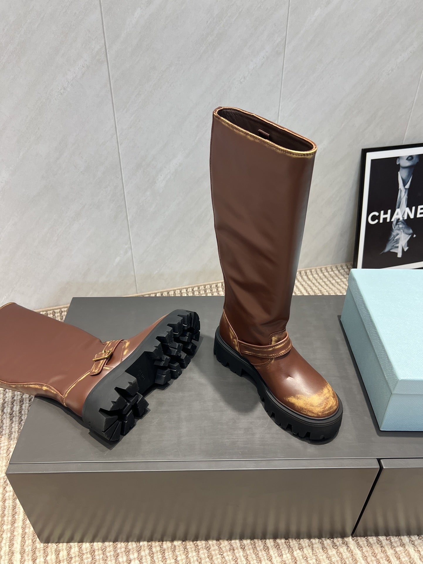 Prada 25 Boot Brown Cowhide 501666