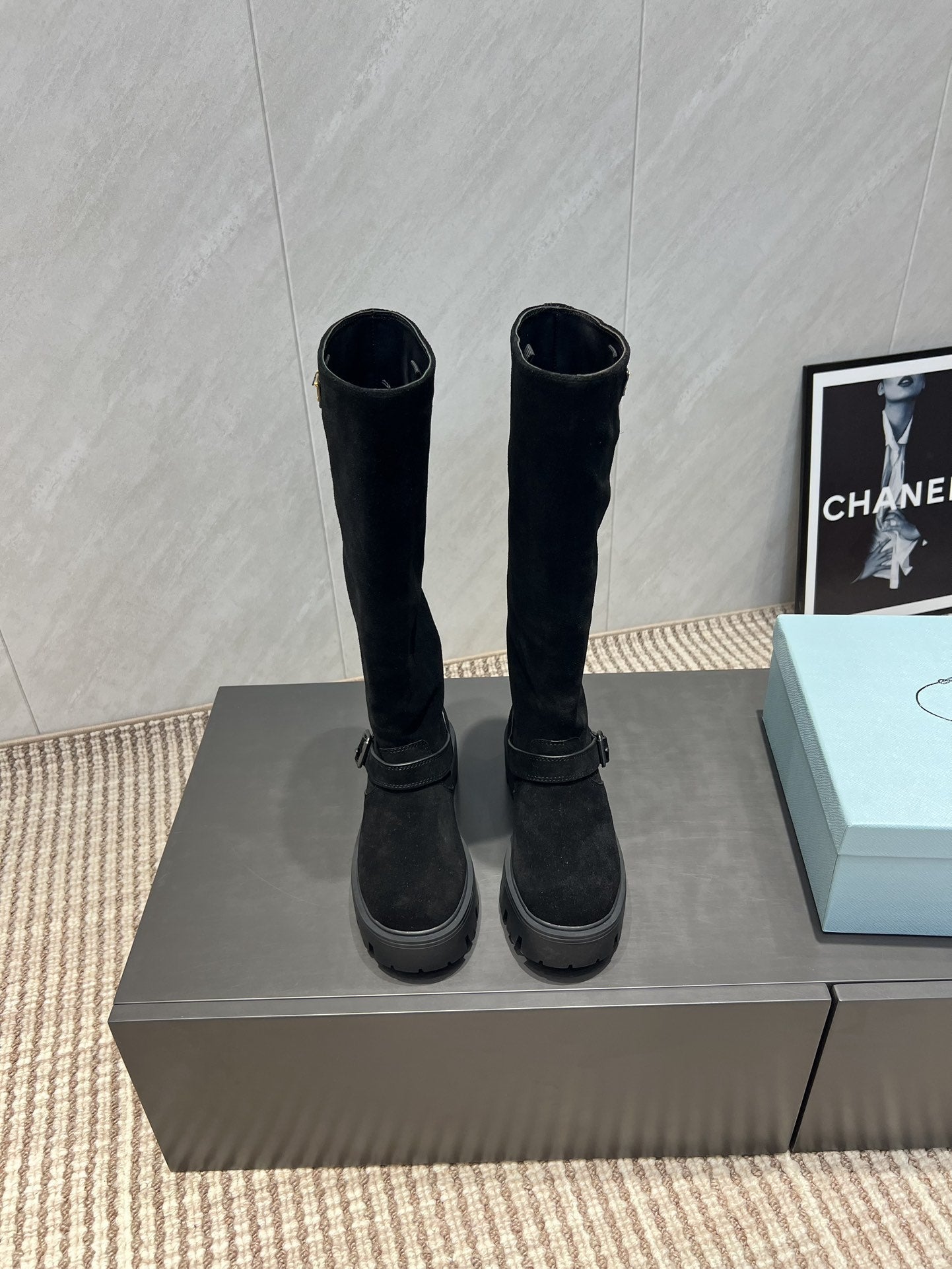 Prada 25 Boot Black Suede 501668