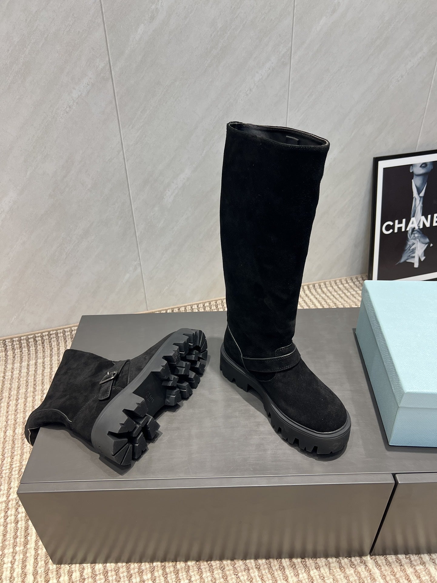 Prada 25 Boot Black Suede 501668