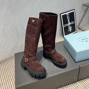 Prada 25 Boot Brown Black Suede 501669