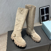 Prada 25 Boot Beige Suede 501670