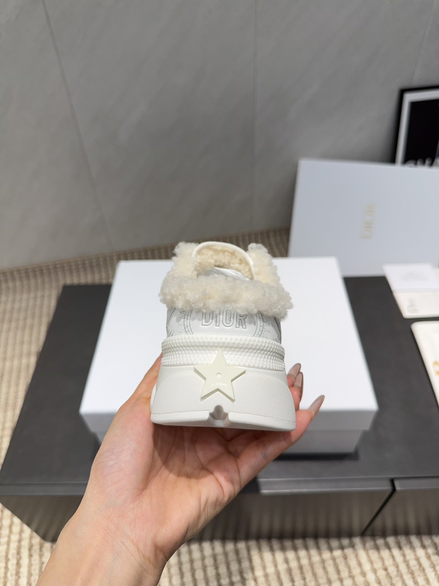 CD platform casual sneaker white wool suede mesh 539679