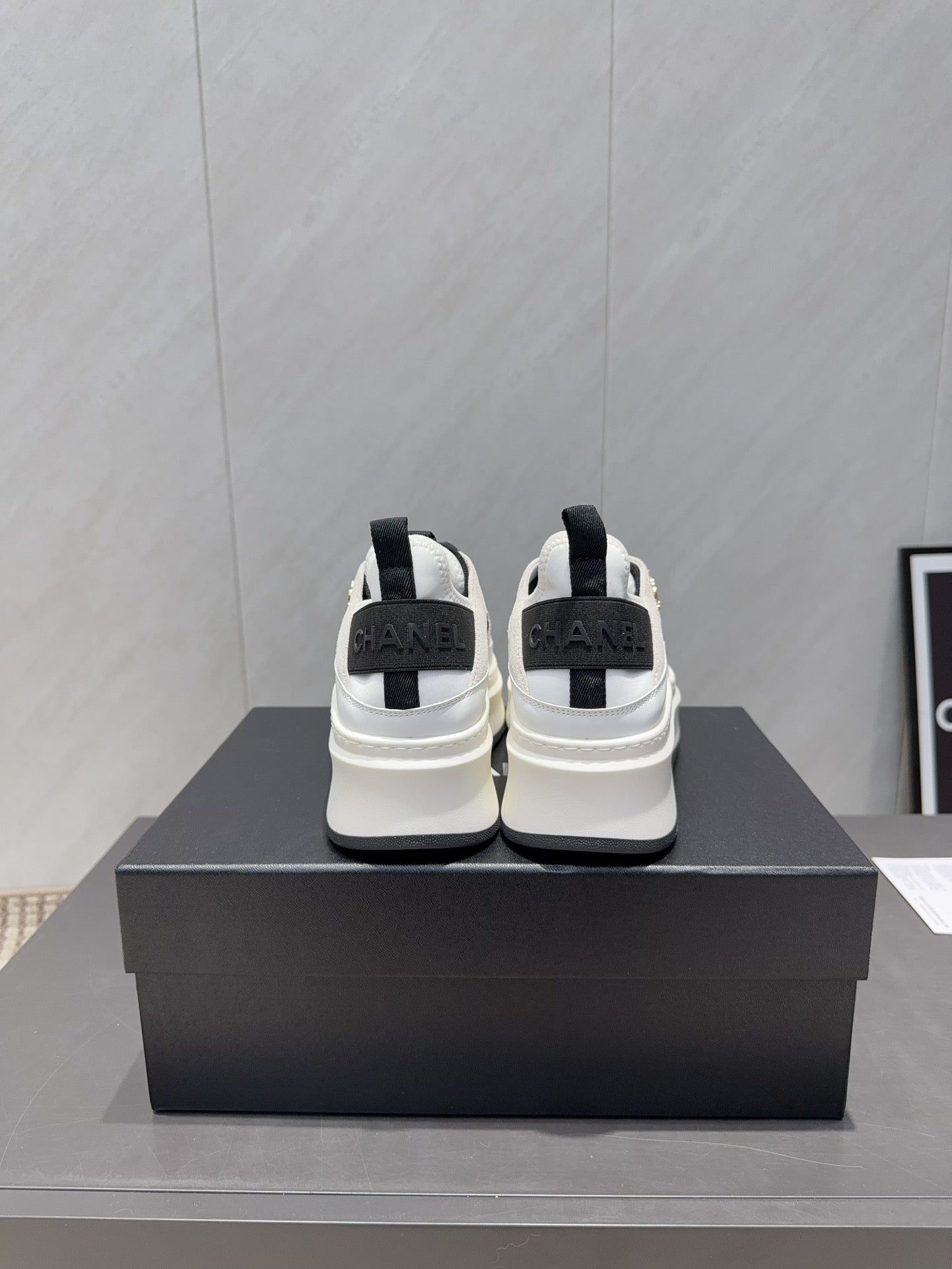 Chanel 25 Sneaker  Black White Suede 540306