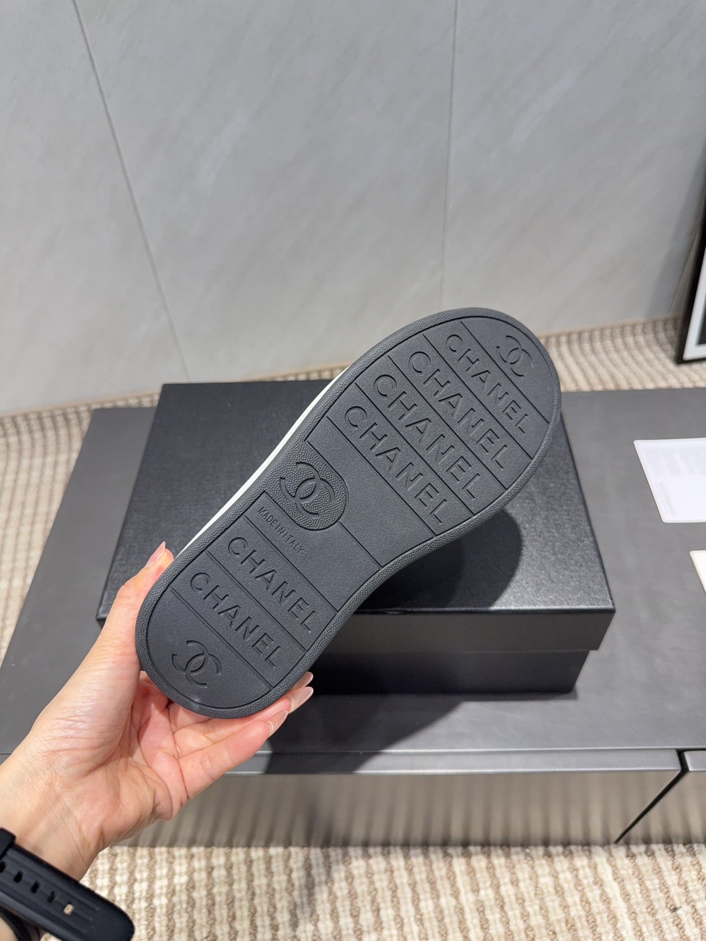 Chanel 25 Sneaker  Black White Suede 540306