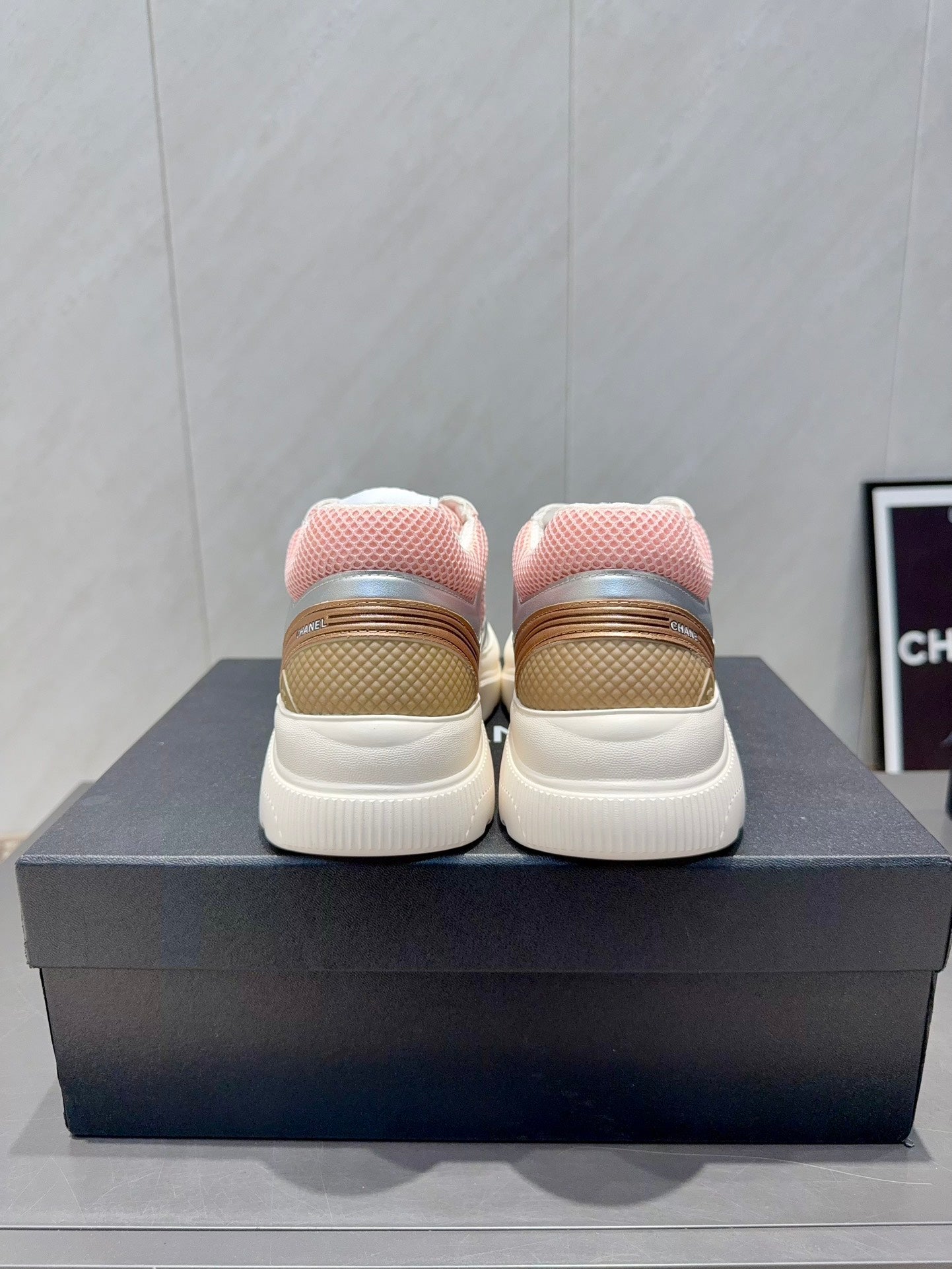 Chanel 25 Sneaker White Pink Silver Mesh Leather 540311