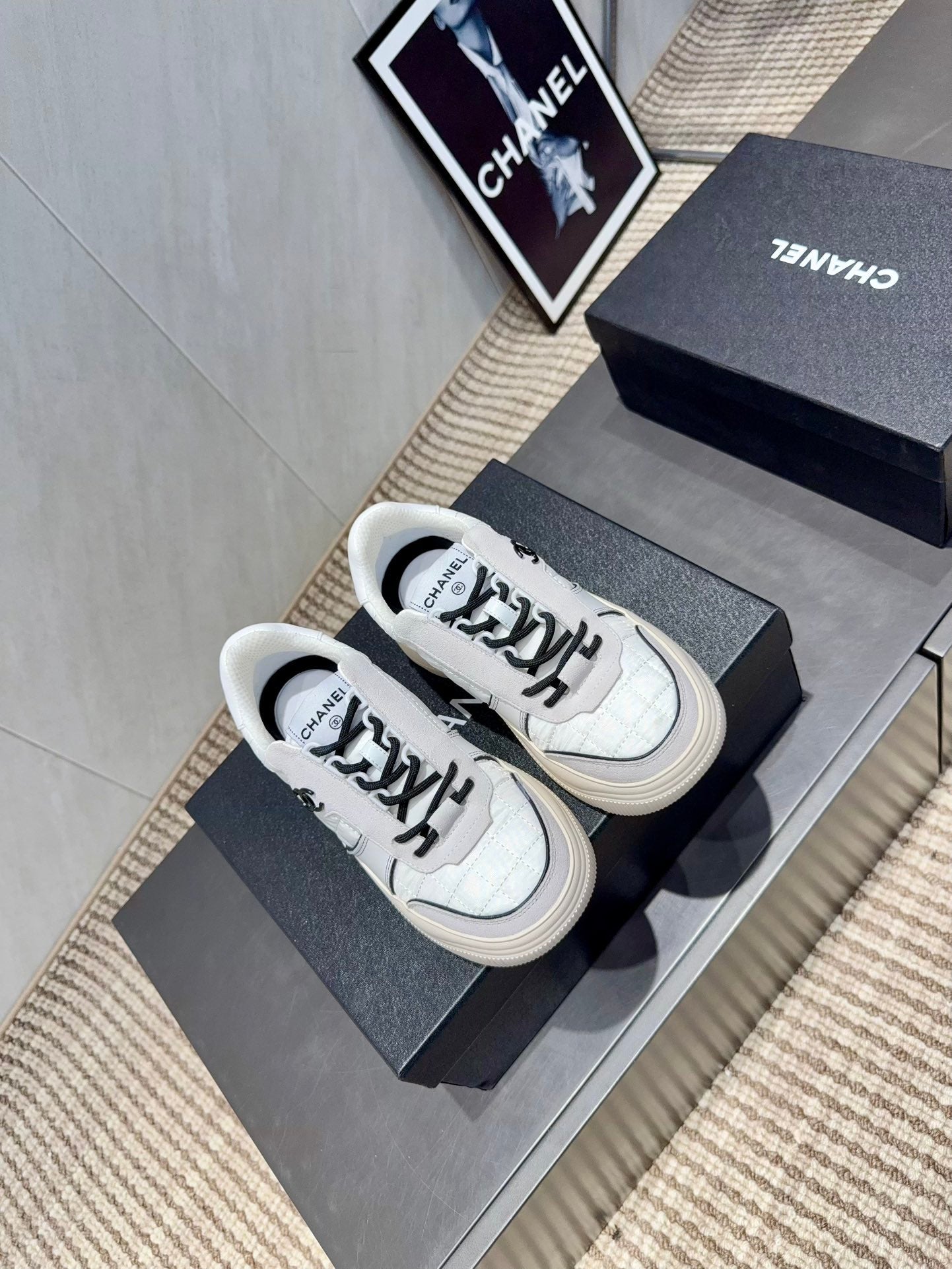 Chanel 25 Sneaker Ivory White Suede Fabric 540331