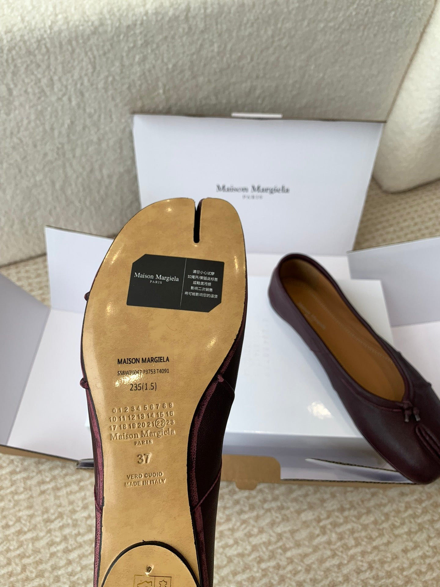 SL TABI BALLERINA FLAT WINE LAMBSKIN