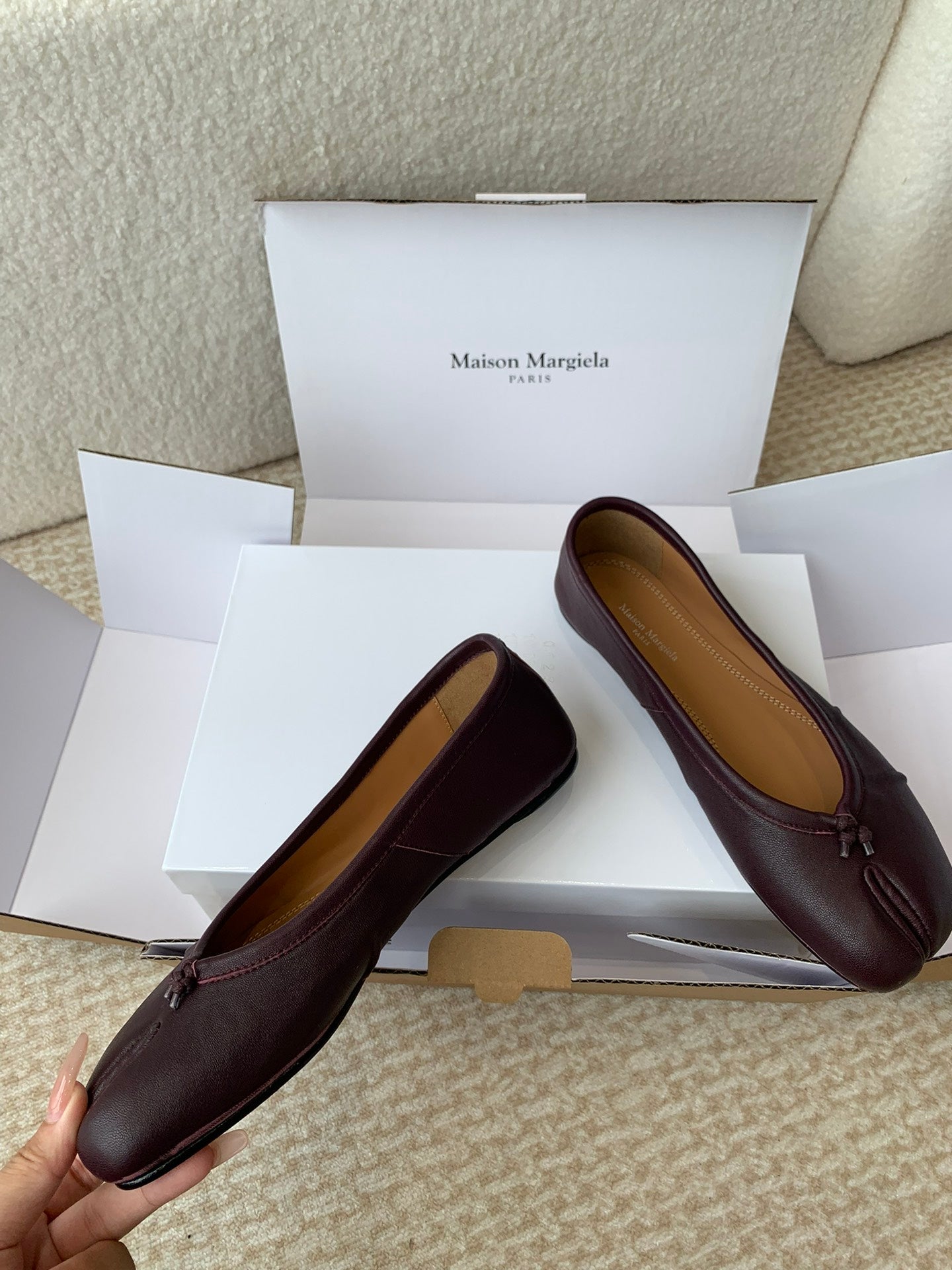 SL TABI BALLERINA FLAT WINE LAMBSKIN